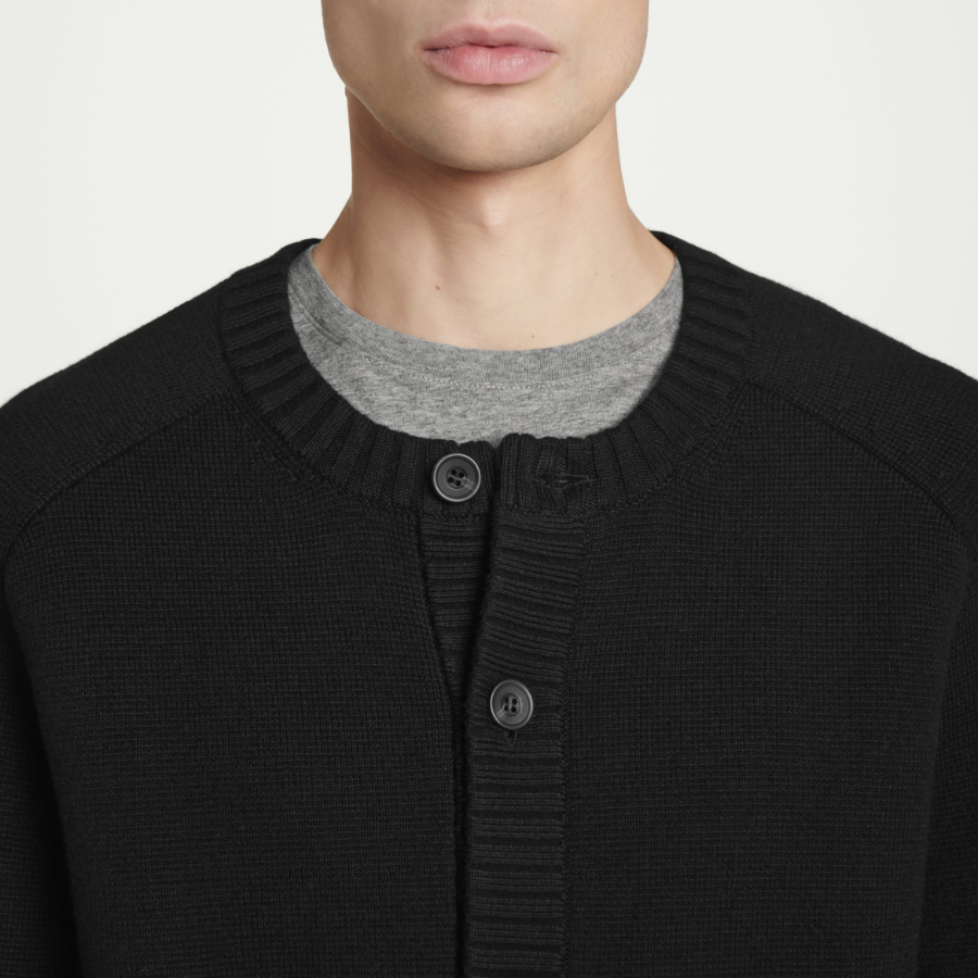 COS Wool Blend Crewneck Cardigan – Black