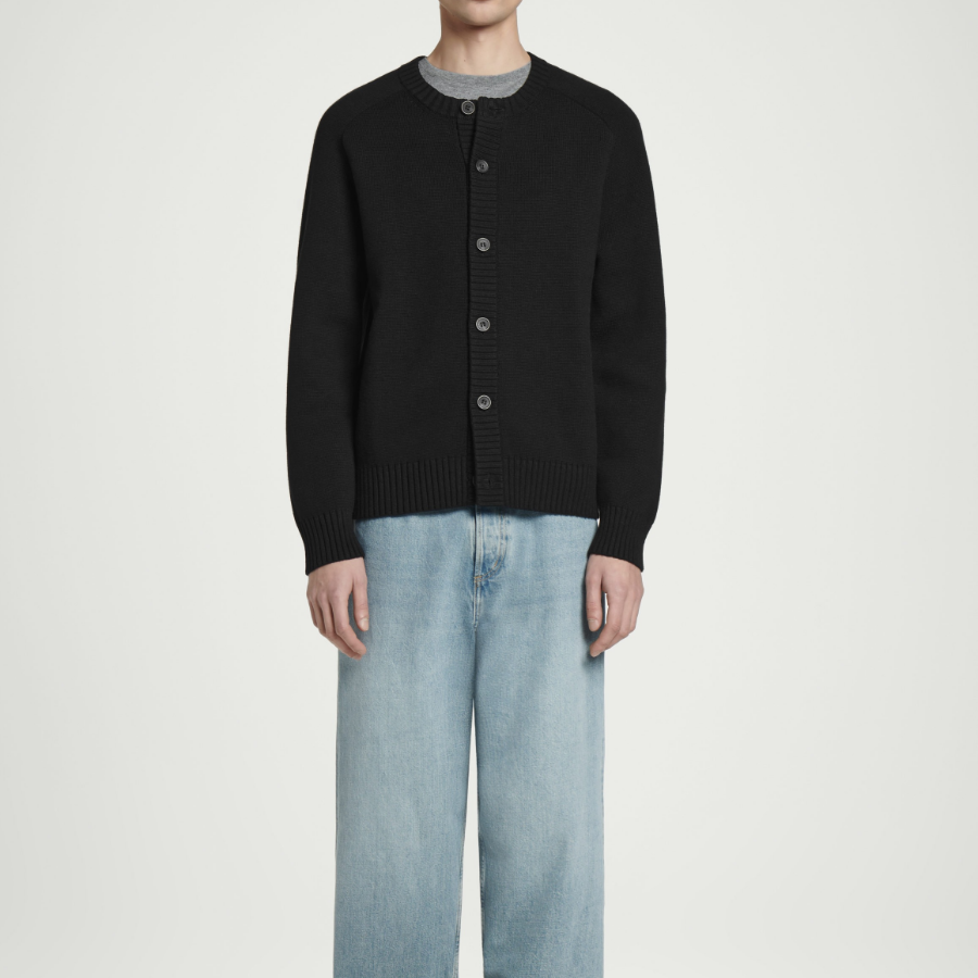 COS Wool Blend Crewneck Cardigan – Black