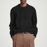 COS Boiled Wool Crewneck Sweater – Black