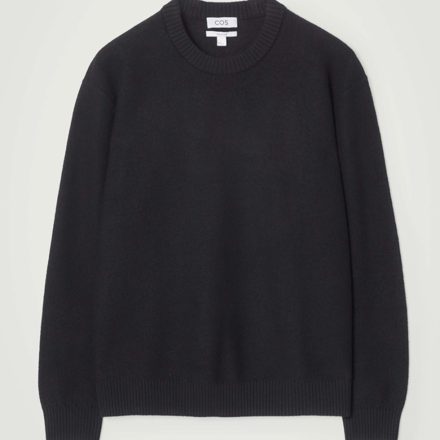 COS Boiled Wool Crewneck Sweater – Black
