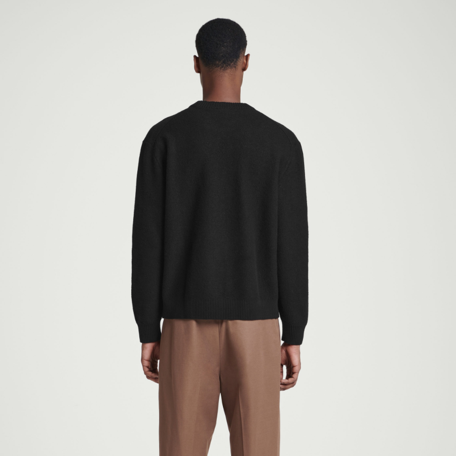 COS Boiled Wool Crewneck Sweater – Black