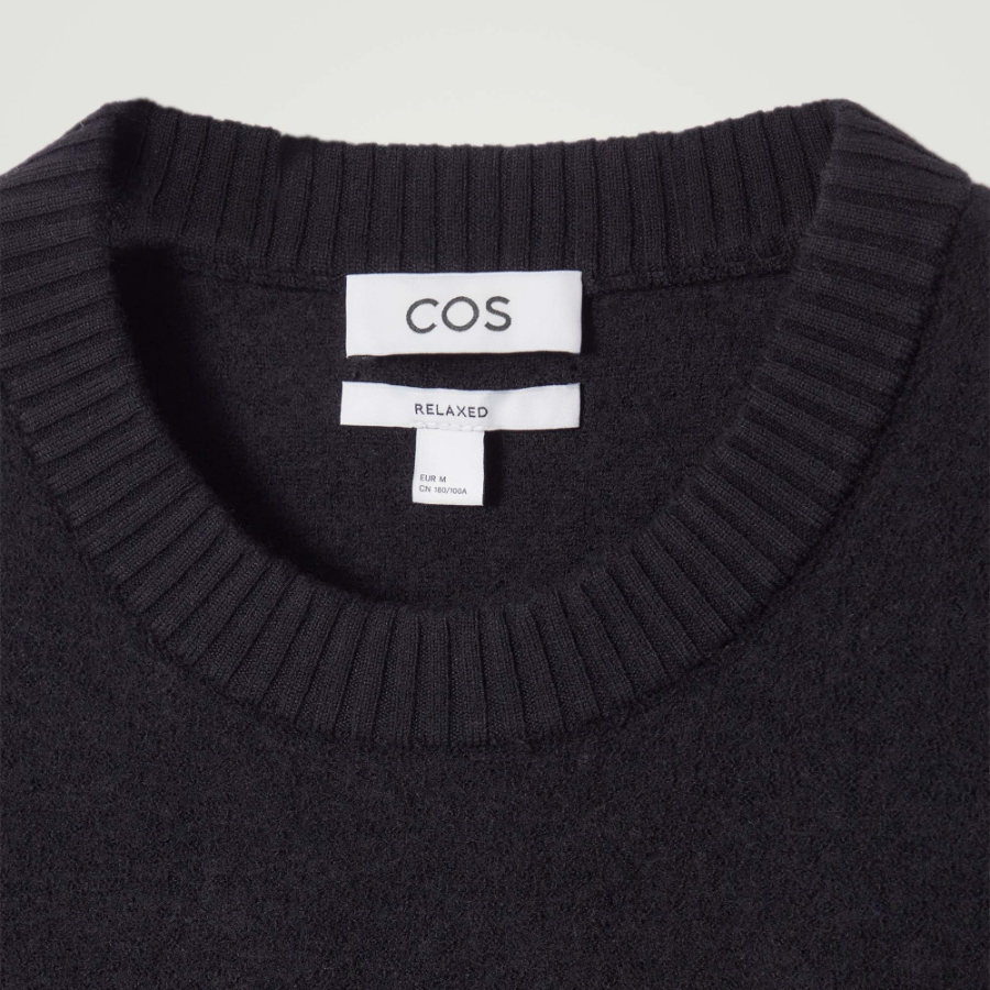 COS Boiled Wool Crewneck Sweater – Black