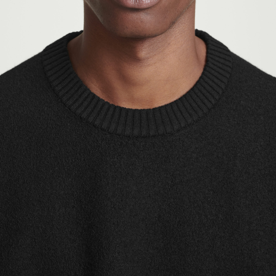 COS Boiled Wool Crewneck Sweater – Black