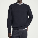 COS Regular Ribbed Knit Cotton Sweater – Navy