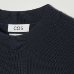 COS Regular Ribbed Knit Cotton Sweater – Navy
