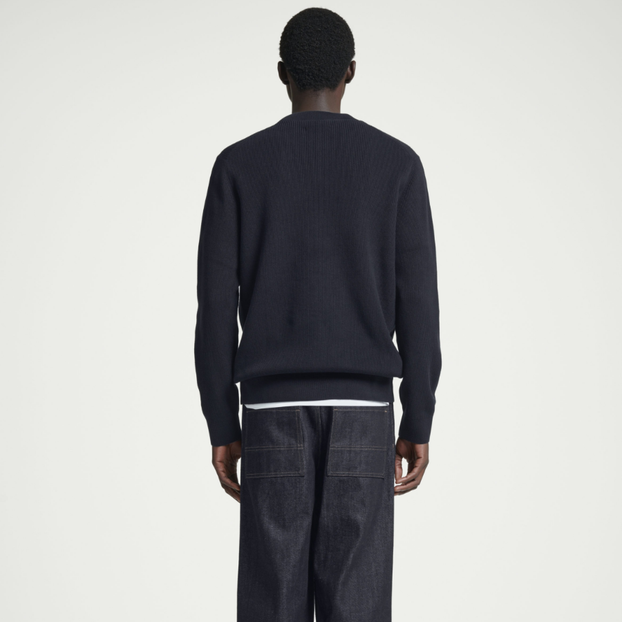 COS Regular Ribbed Knit Cotton Sweater – Navy
