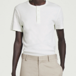 COS Slim Ribbed Henley T-Shirt – White