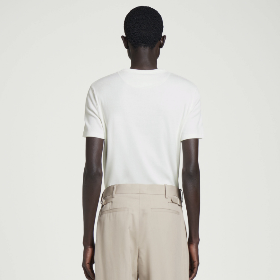 COS Slim Ribbed Henley T-Shirt – White