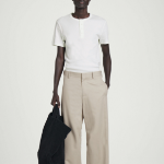 COS Slim Ribbed Henley T-Shirt – White