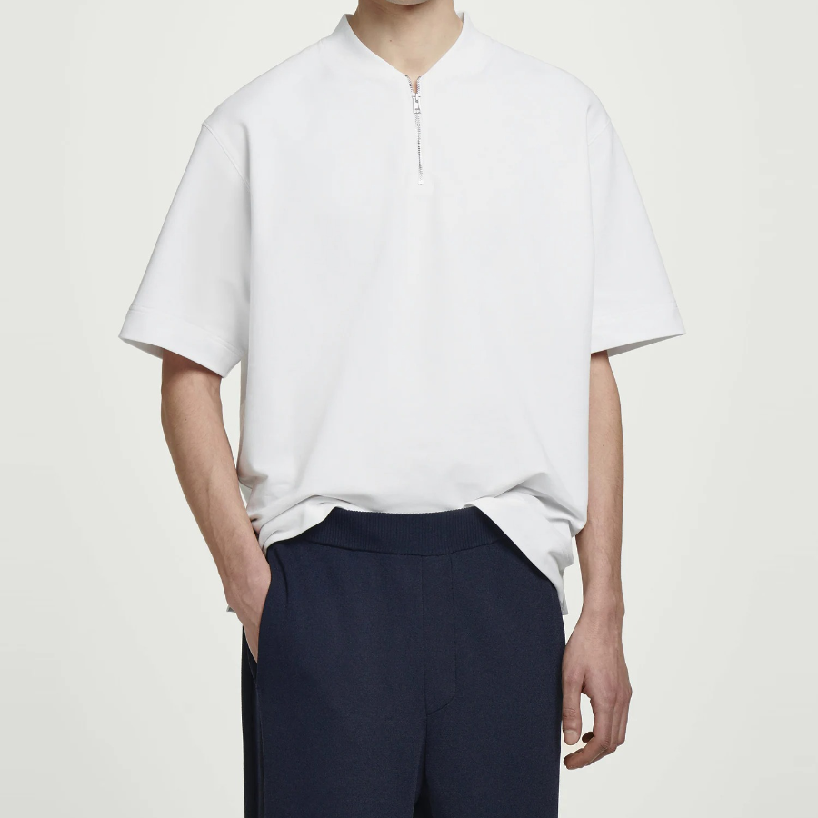 COS Half-Zip Cotton T-Shirt – White