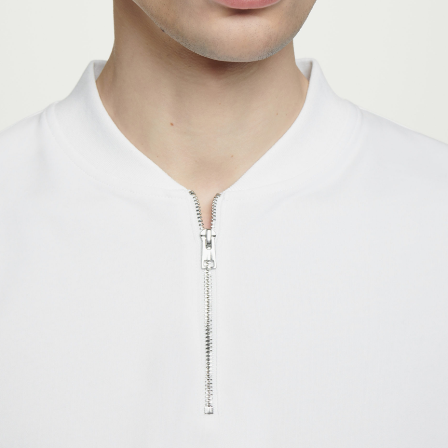 COS Half-Zip Cotton T-Shirt – White
