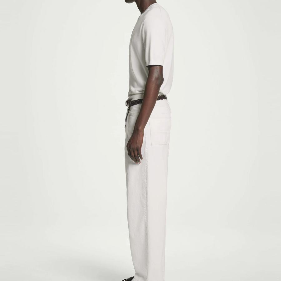 COS Contrast-Tip Knit T-Shirt – White