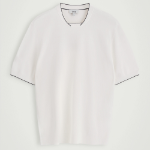 COS Contrast-Tip Knit T-Shirt – White