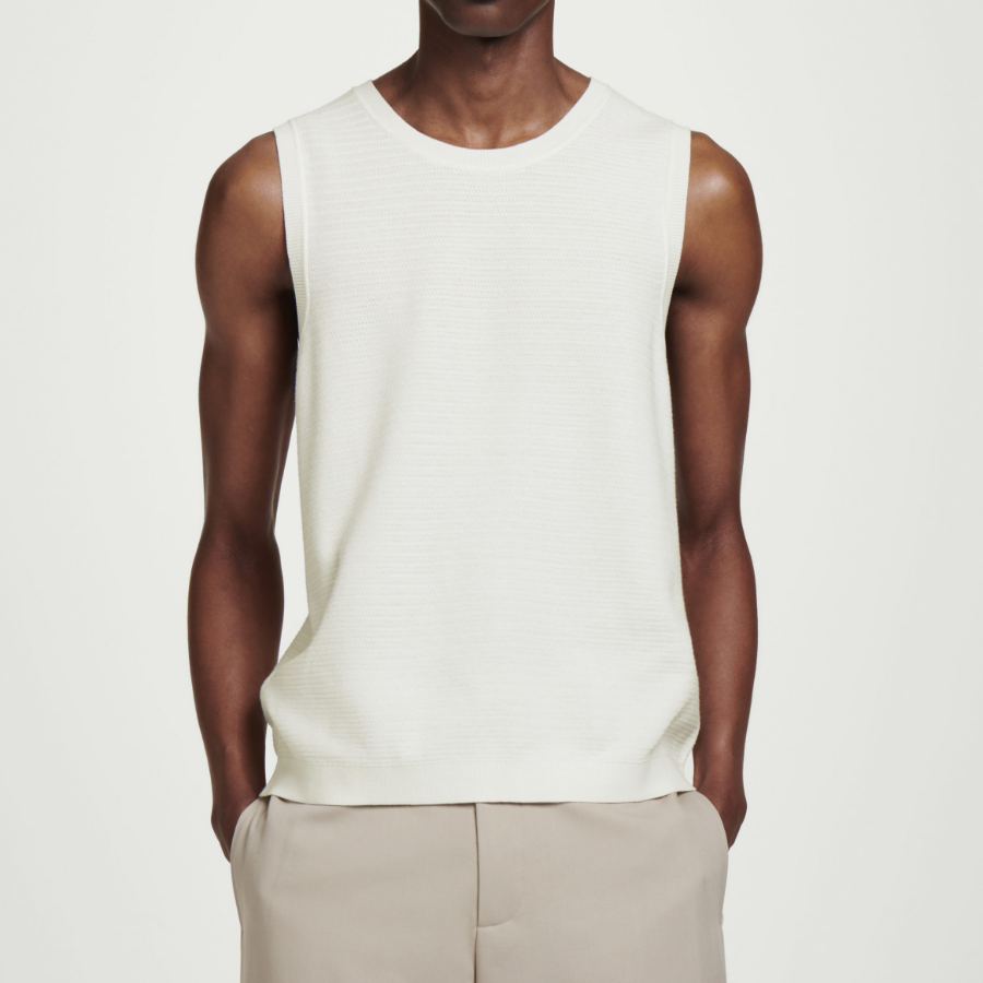 COS Textured Knit Cotton Sleeveless Top – Off White