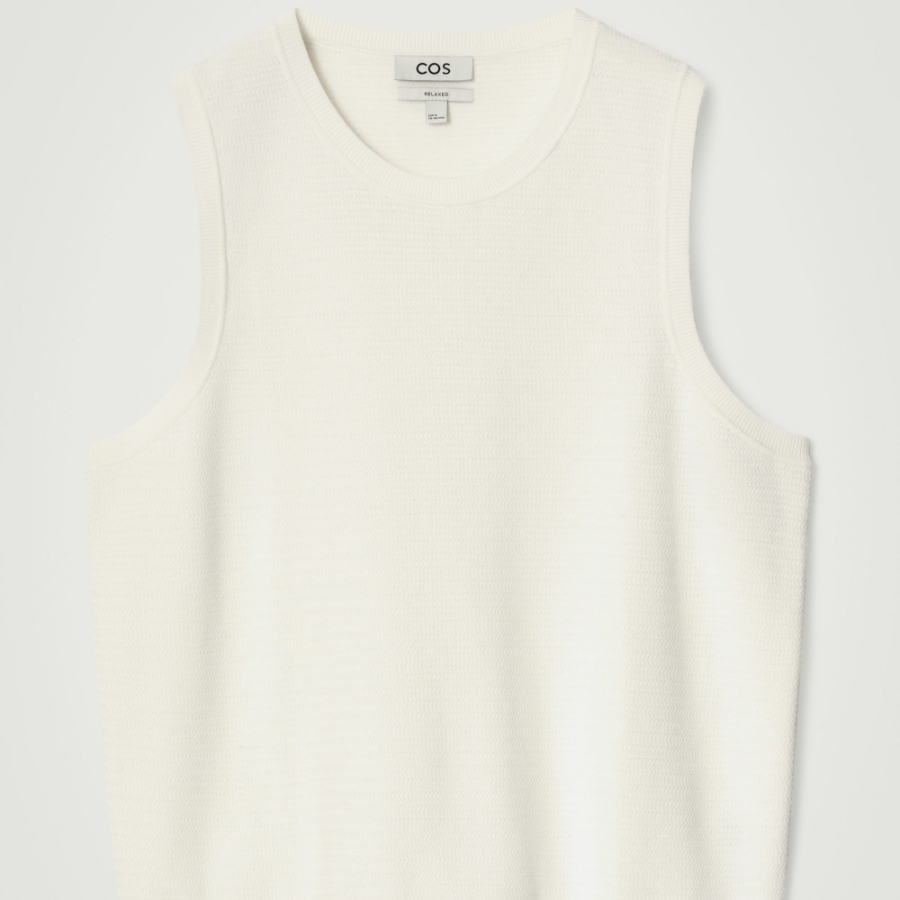 COS Textured Knit Cotton Sleeveless Top – Off White