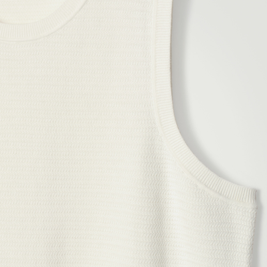COS Textured Knit Cotton Sleeveless Top – Off White