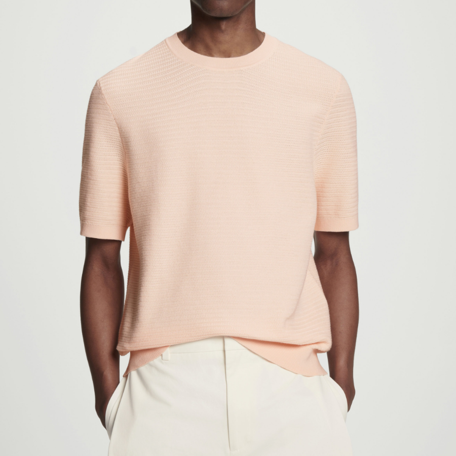 COS Textured Knitted Cotton T-Shirt – Apricot