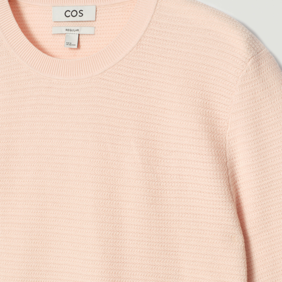 COS Textured Knitted Cotton T-Shirt – Apricot