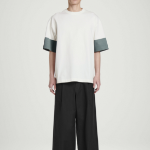 COS Oversized Colour-Block Cotton T-Shirt – White/Steel Blue