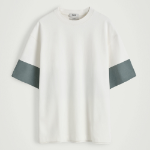 COS Oversized Colour-Block Cotton T-Shirt – White/Steel Blue