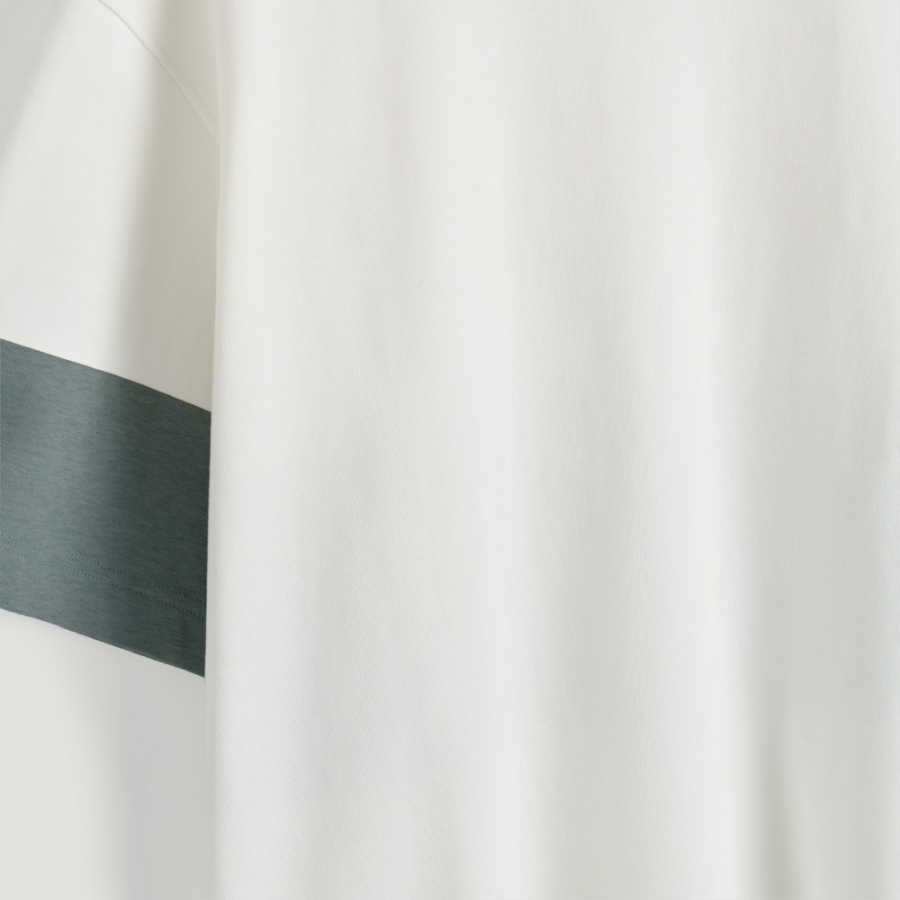 COS Oversized Colour-Block Cotton T-Shirt – White/Steel Blue