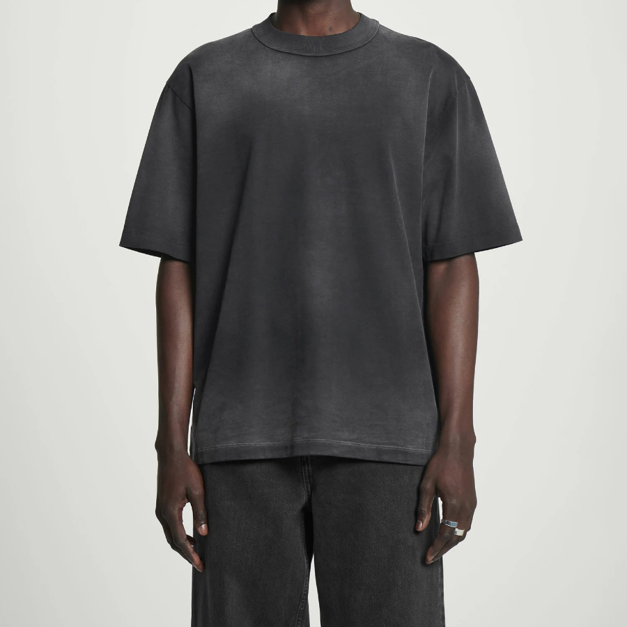 COS Oversized Faded Mock-Neck Cotton T-Shirt – Black