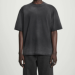 COS Oversized Faded Mock-Neck Cotton T-Shirt – Black