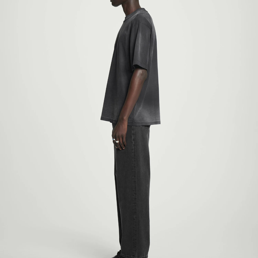 COS Oversized Faded Mock-Neck Cotton T-Shirt – Black