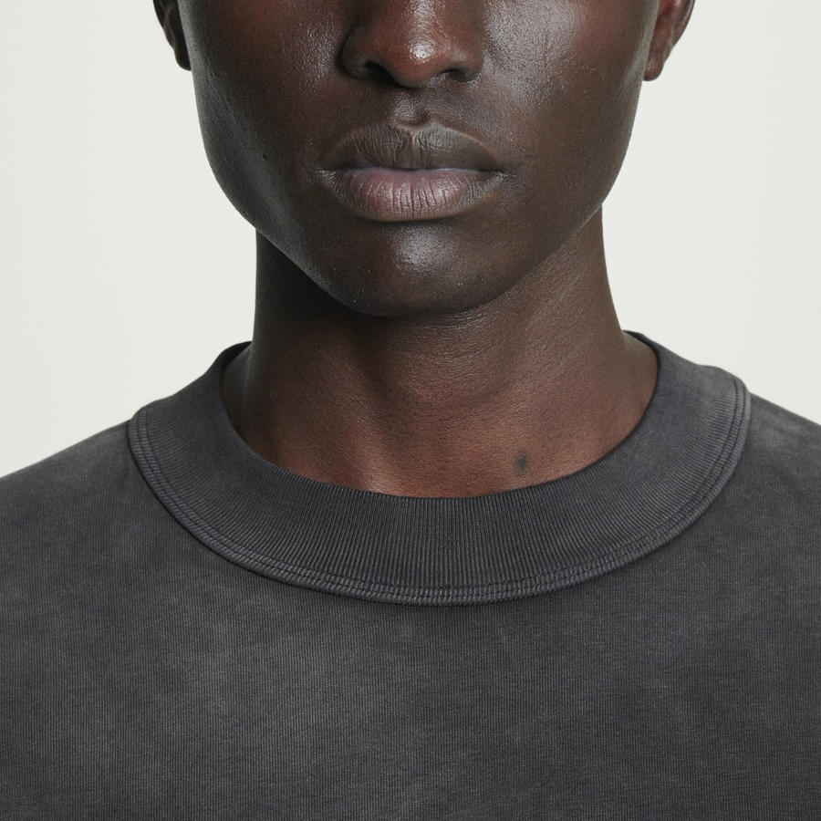 COS Oversized Faded Mock-Neck Cotton T-Shirt – Black