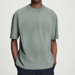 COS Oversized Faded Mock-Neck Cotton T-Shirt – Green