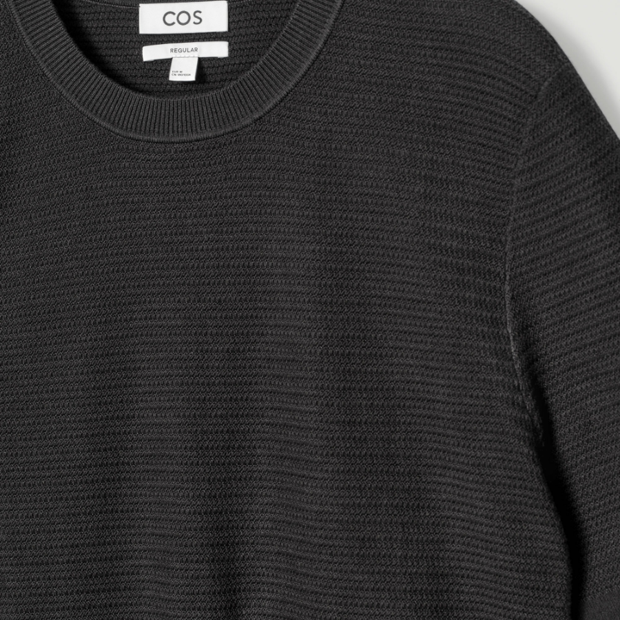 COS Textured Knitted Cotton T-Shirt – Black