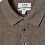 COS Slim Knit Silk Polo Shirt – Dark Mole