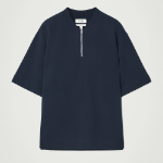 COS Half-Zip Cotton T-Shirt – Navy