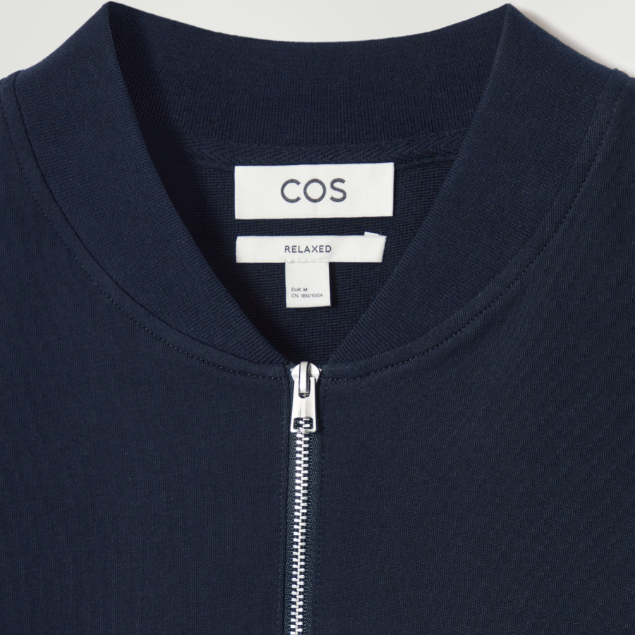 COS Half-Zip Cotton T-Shirt – Navy