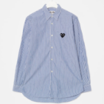 PLAY COMME DES GARCONS Black Heart Wappen Striped Shirt — Navy