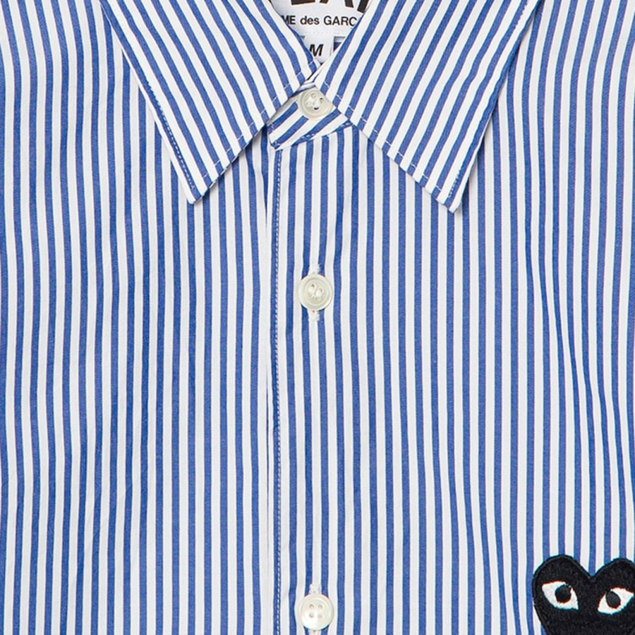 PLAY COMME DES GARCONS Black Heart Wappen Striped Shirt — Navy