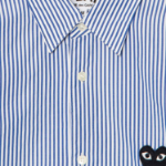 PLAY COMME DES GARCONS Black Heart Wappen Striped Shirt — Navy