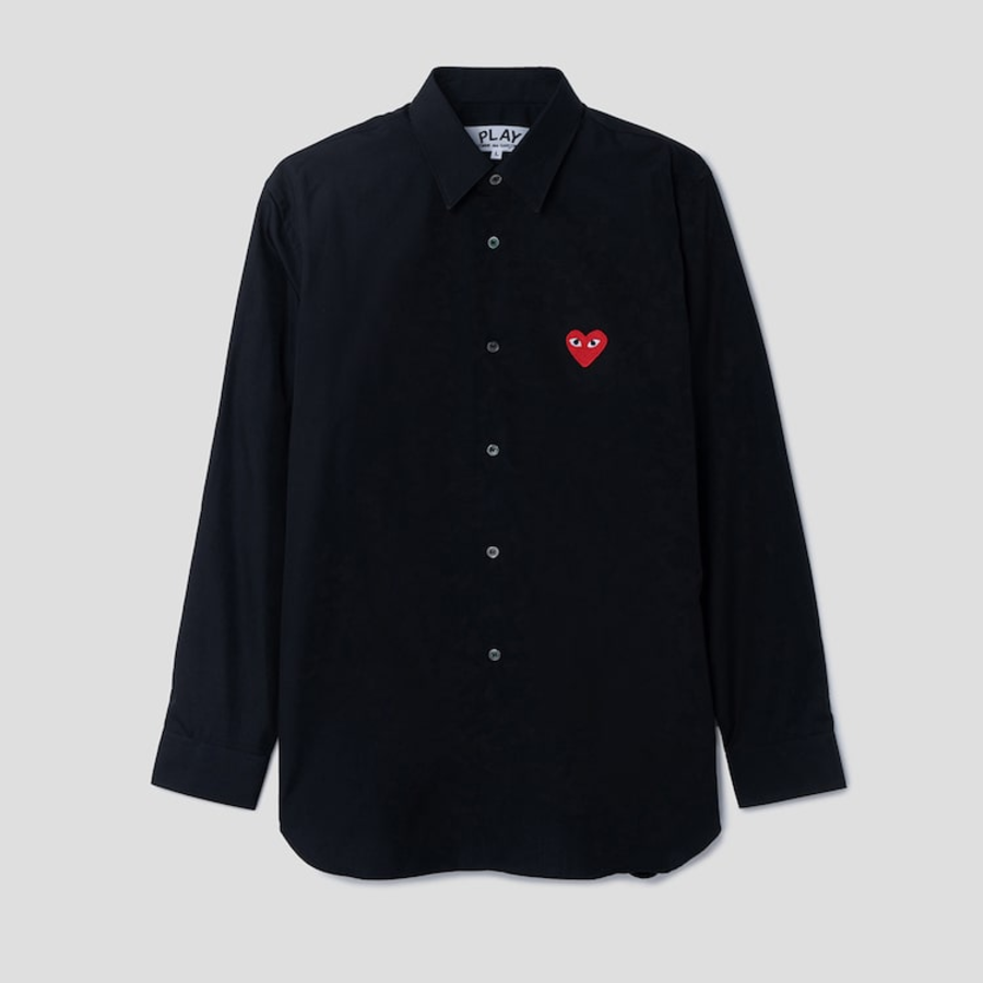PLAY COMME DES GARCONS Red Heart Wappen Shirt — Black