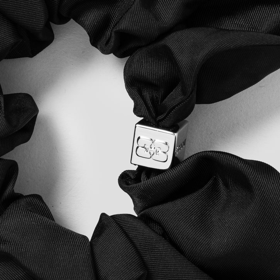 GANNI Duchesse Nylon Scrunchie – Black