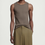 COS Slim Ribbed Cotton Sleeveless Top – Dark Mole