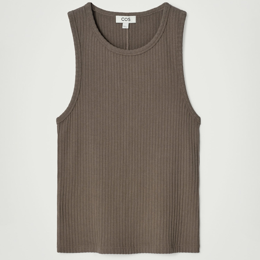 COS Slim Ribbed Cotton Sleeveless Top – Dark Mole