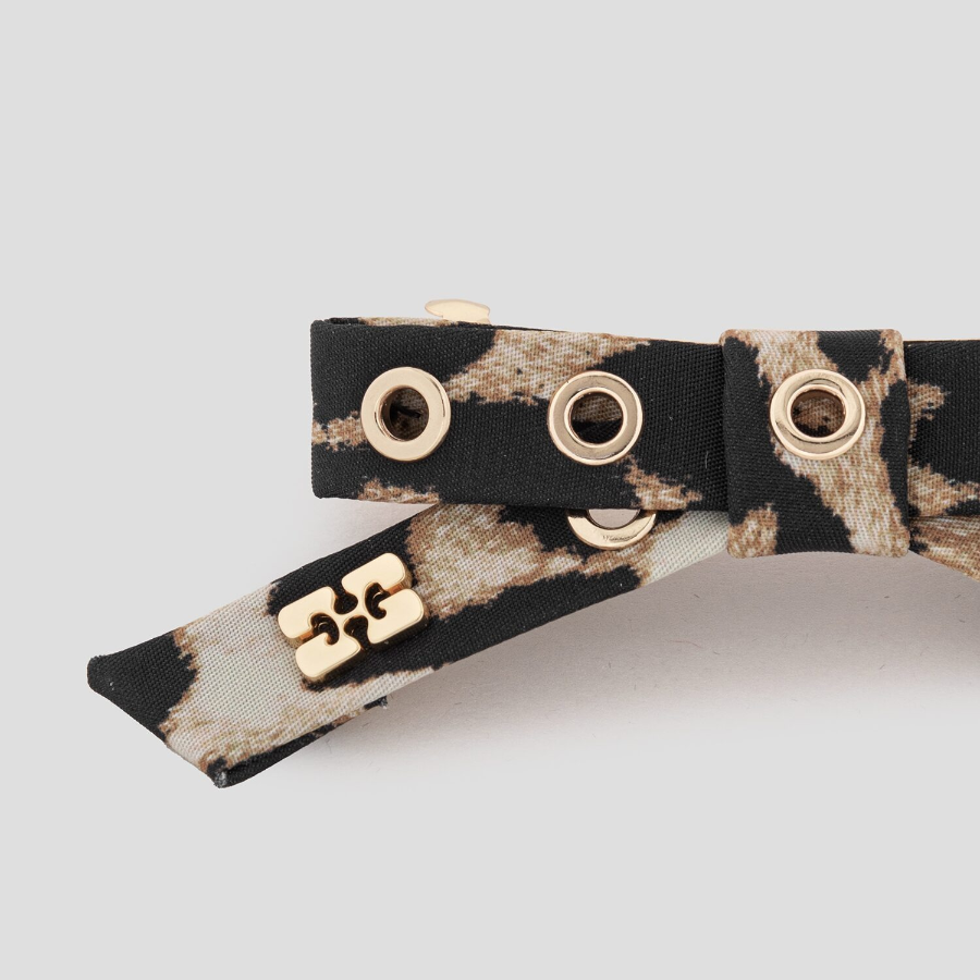 GANNI Eyelet Bow Barrette Nylon – Leopard