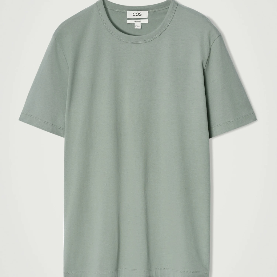 COS Regular Lightweight Brushed Cotton T-Shirt – Dusty Green