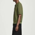 COS Textured Knit Cotton Polo Shirt – Green