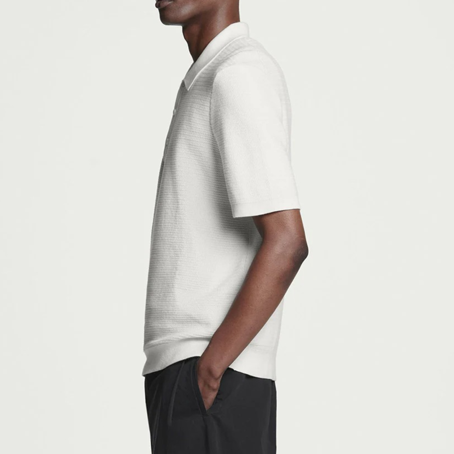 COS Textured Knit Cotton Polo Shirt – White
