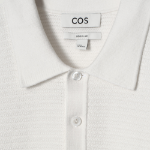 COS Textured Knit Cotton Polo Shirt – White