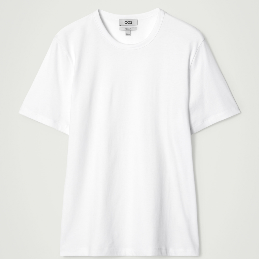 COS Regular Lightweight Brushed Cotton T-Shirt – White