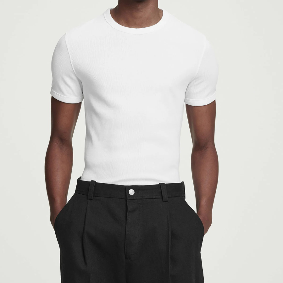 COS Slim Ribbed Cotton T-Shirt – White
