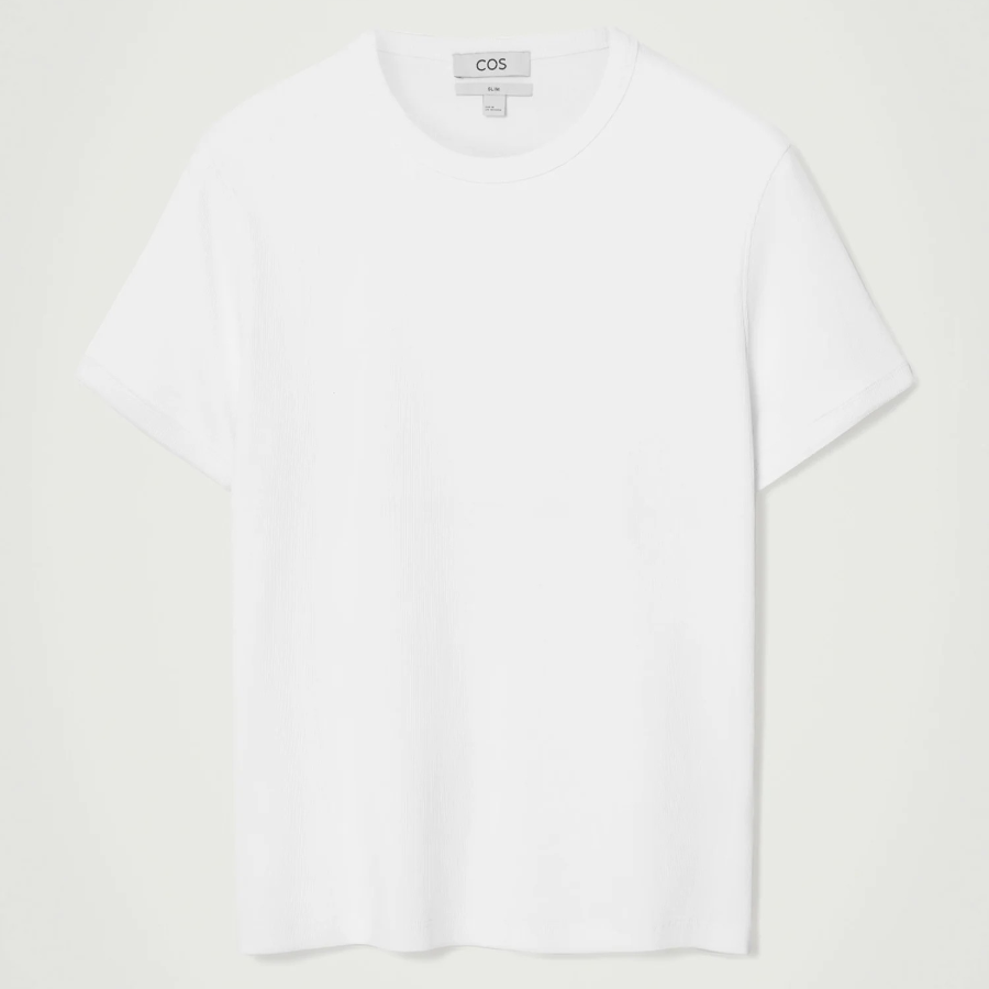 COS Slim Ribbed Cotton T-Shirt – White