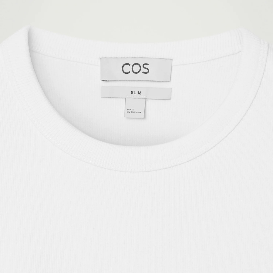 COS Slim Ribbed Cotton T-Shirt – White